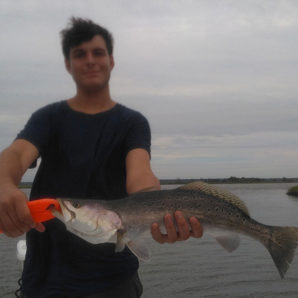 A 5-pound trout caught this week in the haze with Captain Greg Holmes