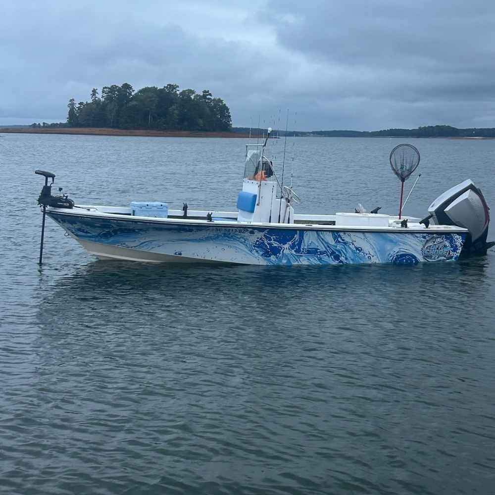 Captain Chip Hamilton's freshly wrapped boat
