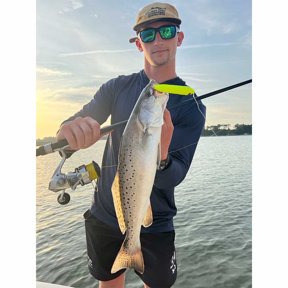 A nice topwater trout caught this week with Captain Trent Malphrus