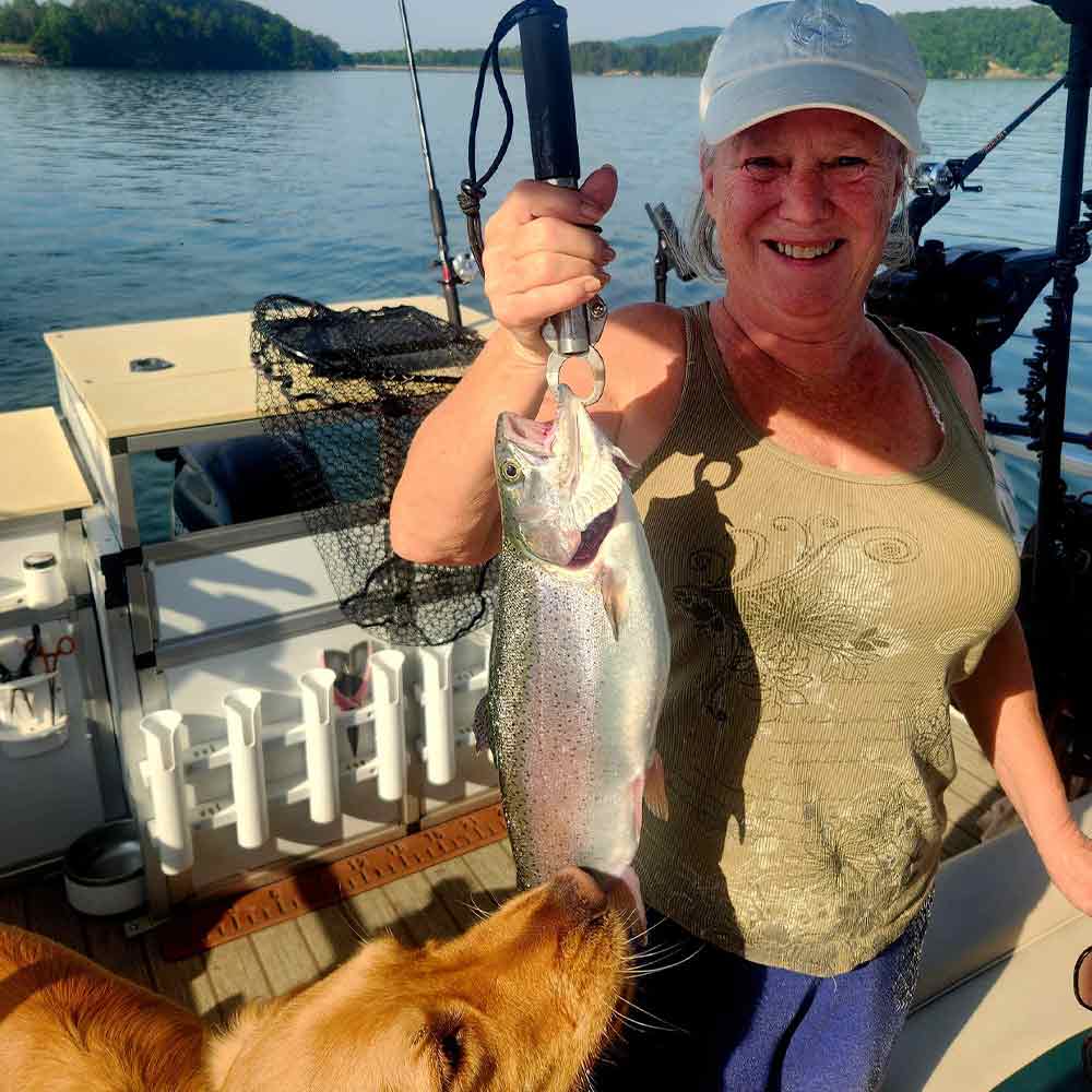 A fat rainbow trout caught this week with Guide Casey Jones