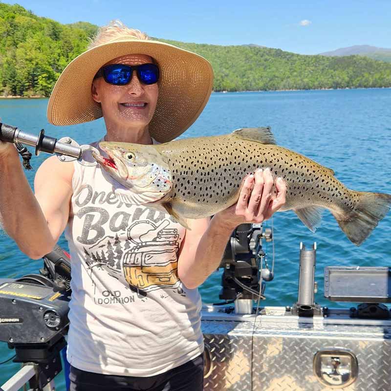 A beautiful brown caught this week with Jocassee Charters