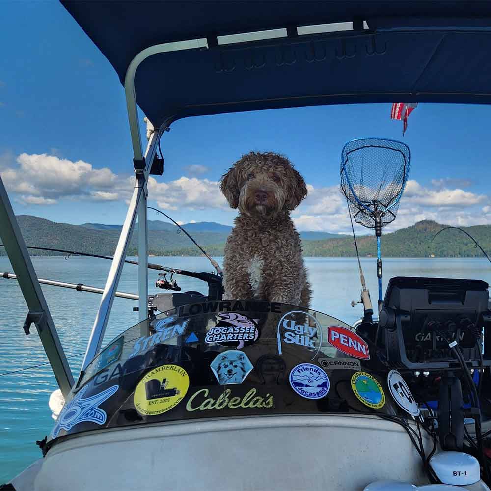 Fisher driving the boat for Jocassee Charters