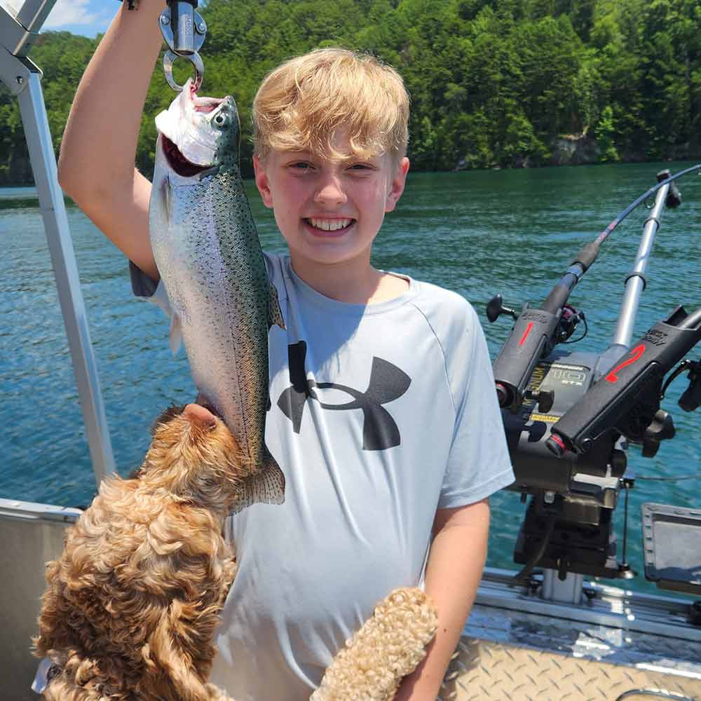 One of 8(!) trout caught on a recent trip with Jocassee Charters
