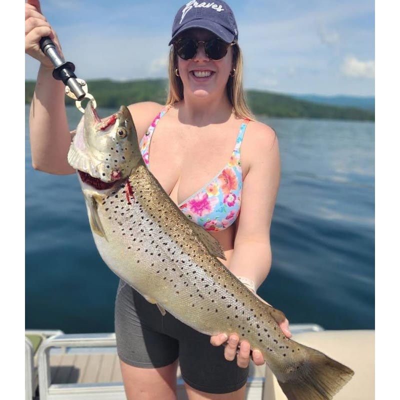 9-04 brown trout caught on Lake Jocassee Sunday - in its stomach was a surprise!