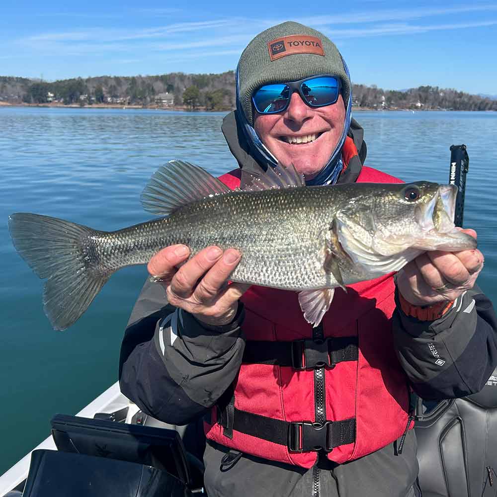 Guide Charles Townson with a Keowee largemouth caught on a shaky head