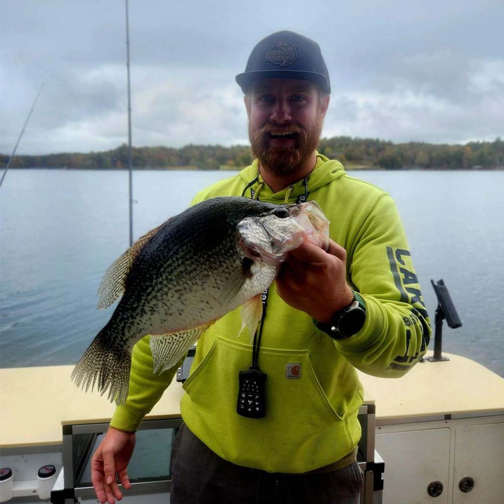 Guide Casey Jones with a giant Keowee crappie caught this week
