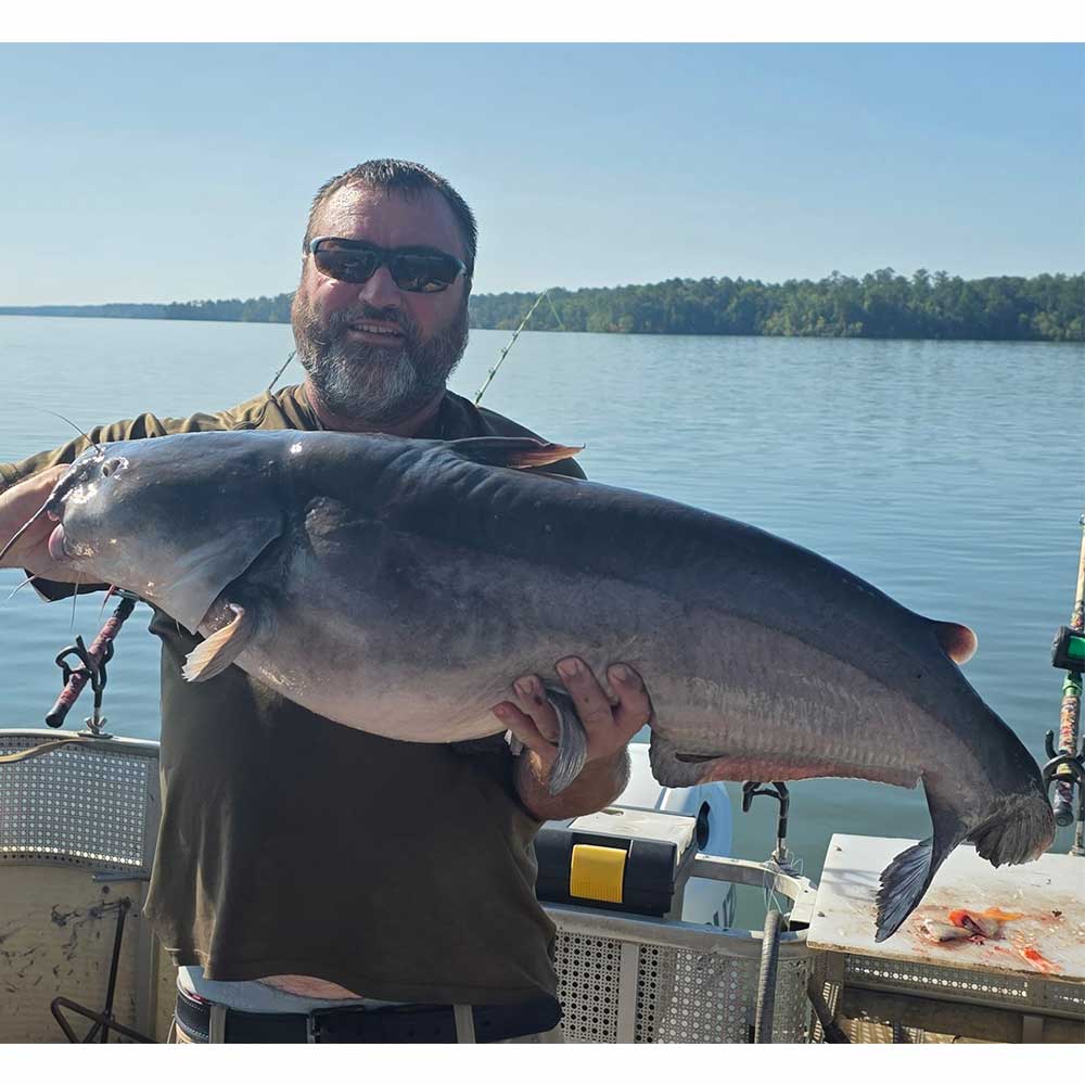 Former Monticello guide Captain Chris Simpson with the type of blue Monticello is full of