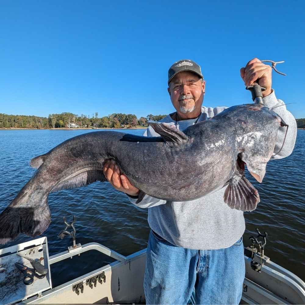Capt. William Attaway with a big Lake Murray blue catfish