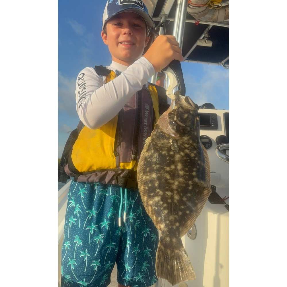 A good flounder caught this week at Kids' Camp! 