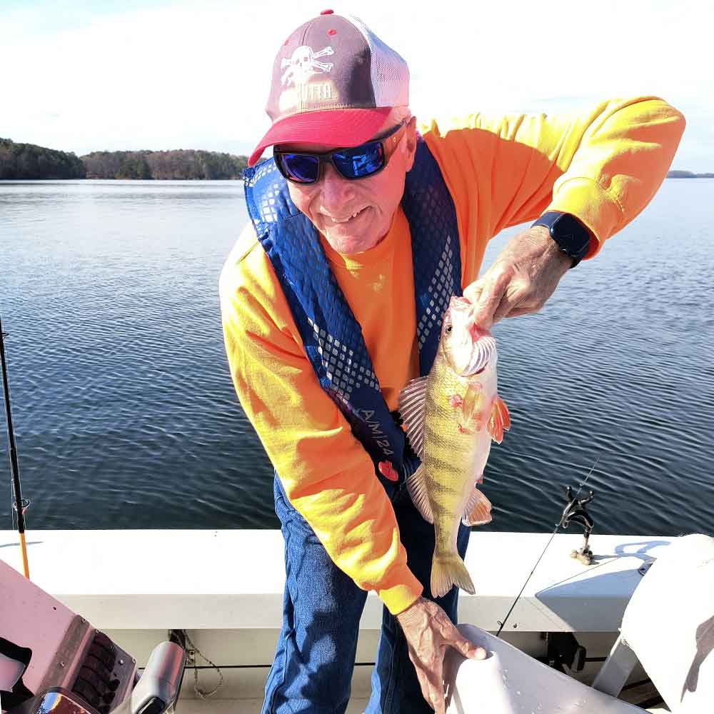 A late season yellow perch caught with Wilson's Guide Service