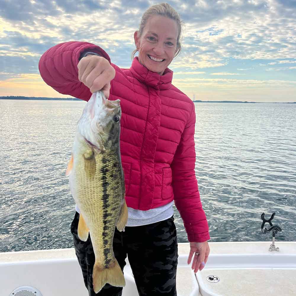 A hefty spotted bass caught with Guide Jerry Kotal