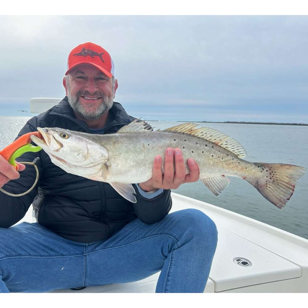 A gator trout caught this week with Captain Caleb Hartley 