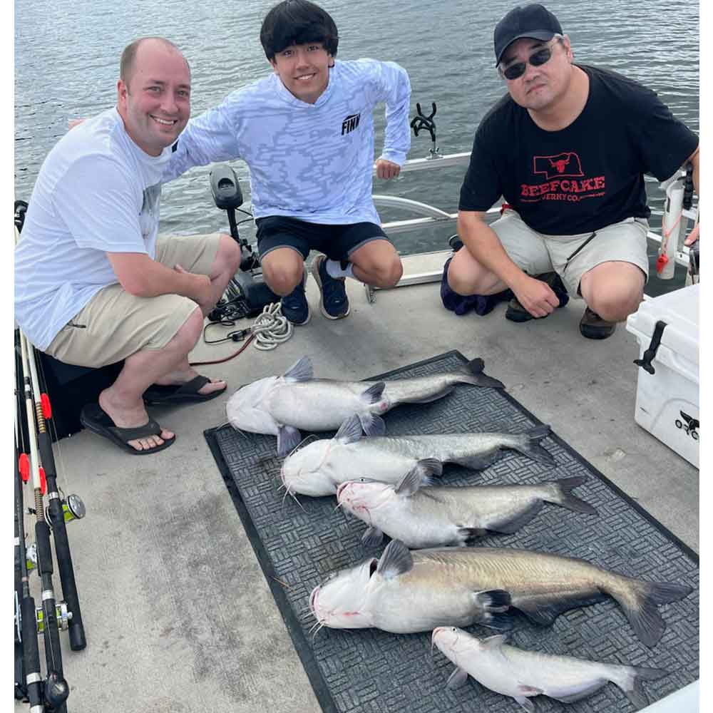 Five rods went down at once - and five came in the boat - with Captain Rodger Taylor 