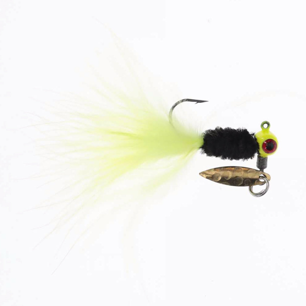 Mr. Crappie Maribou Sausage Spin - Tuxedo Black Chartreuse