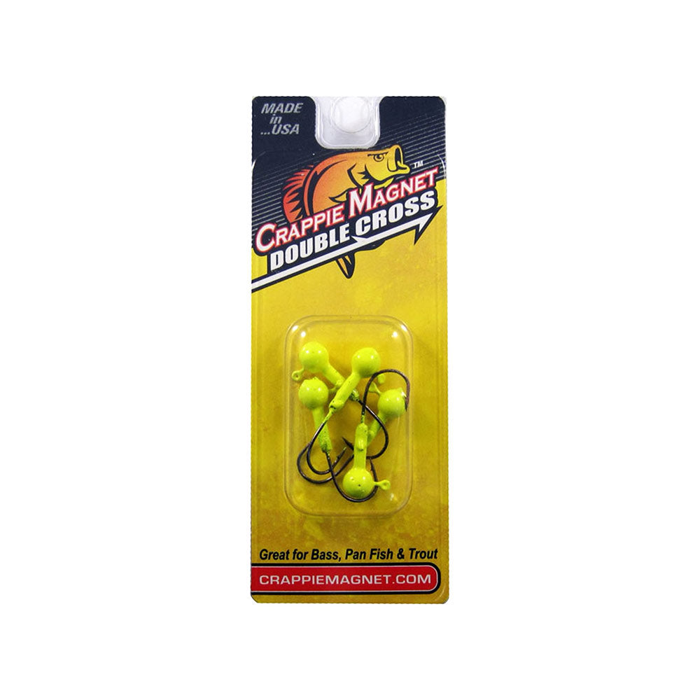 Leland's Crappie Magnet Double Cross Jig Heads Chartreuse / 1/32 oz