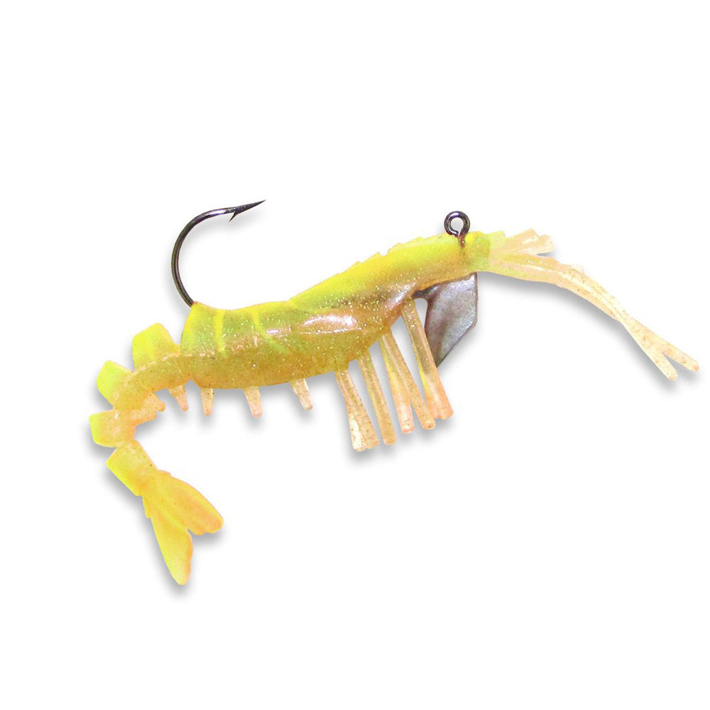 egret fishing lures 2" Vudu Shrimp Gold definition color and design that makes it appear like a real Egret Baits Vudu Shrimp Soft